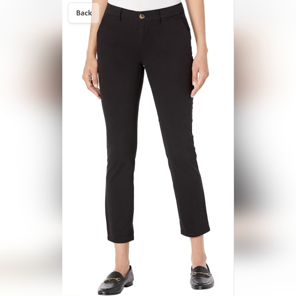 Tommy Hilfiger Hampton Chino Stretch Slim Chino Black Pants Size 6 Preppy Chic
